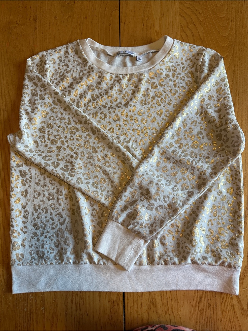 Notations Cream Ribbed Sweatshirt with Label Detail